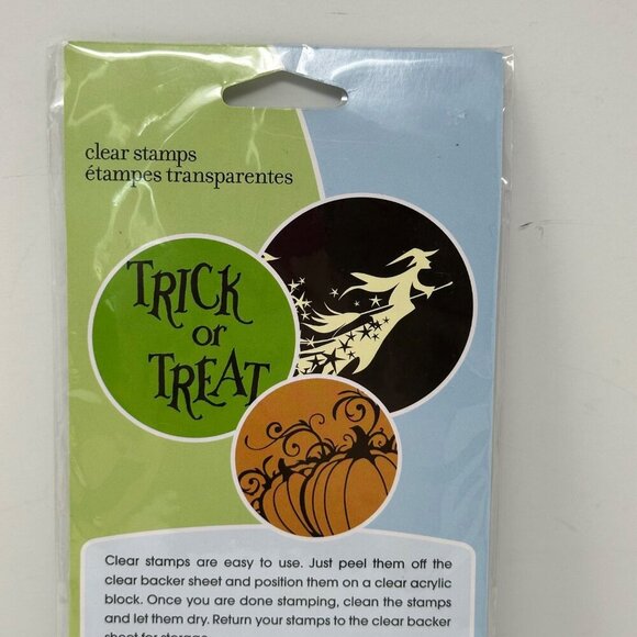 Inkadinkado Clear Stamps Happy Halloween Witch Pumpkin Spider Web Set 98627 New - Picture 4 of 9